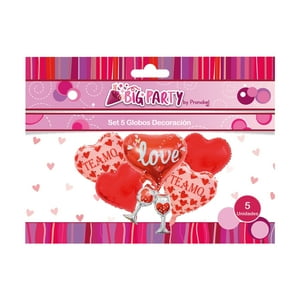 Set 5 Globos Foil Corazon San Valentin Big Party