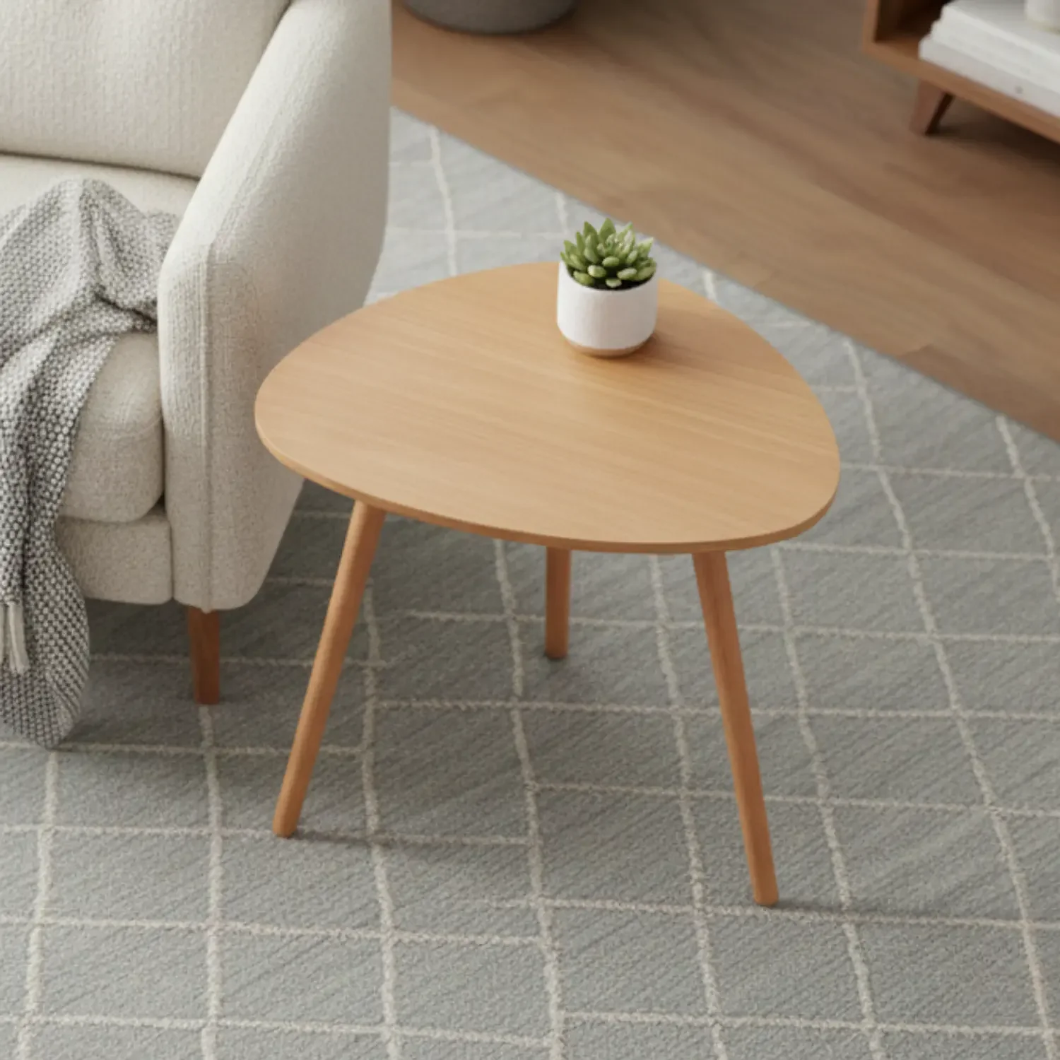 Genérico - Mesa Lateral Triangular De Madera Tipo Trípode 60x50cm