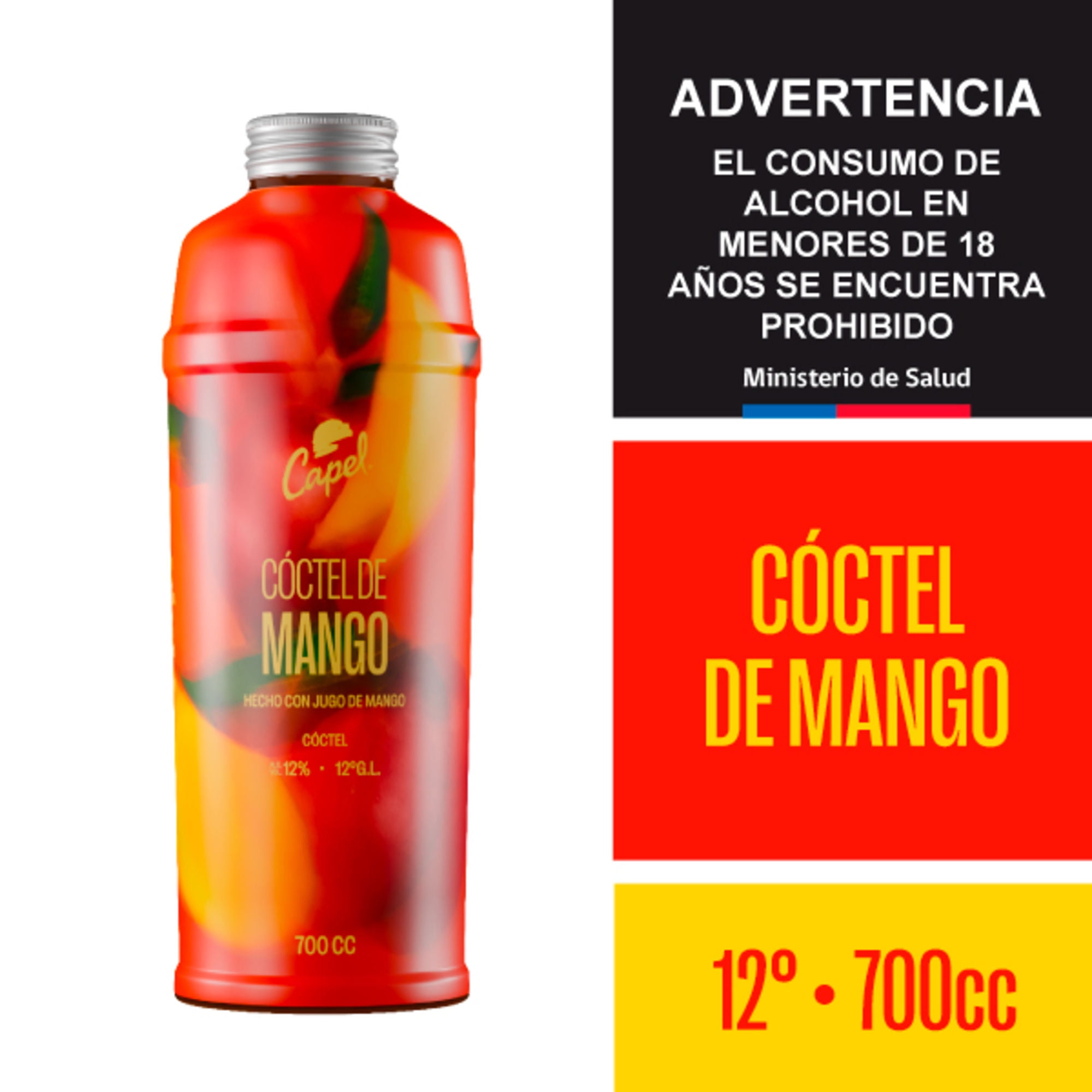 Cóctel Pisco Sour Mango 12° Botella 700 ml Capel