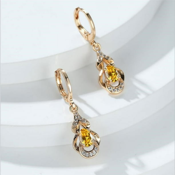 Women's Elegant Zircon Drop Earrings 18K Gold Plated Ear Jewelry Banquet Dinner Decor For Women Girls