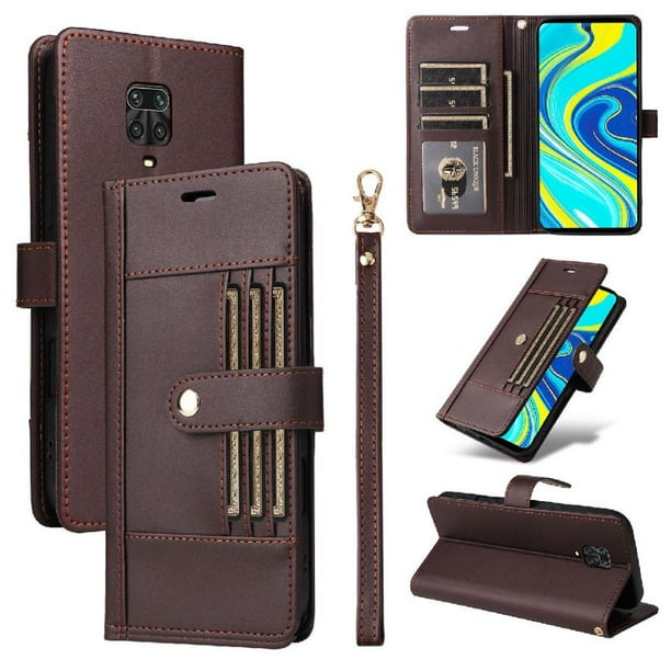FOXDOCK Funda tipo Cartera para Xiaomi Redmi Note 9s – Cubierta de Cuero PU con Múltiples Ranuras, Bolsillo para Efectivo y Correa de Muñeca