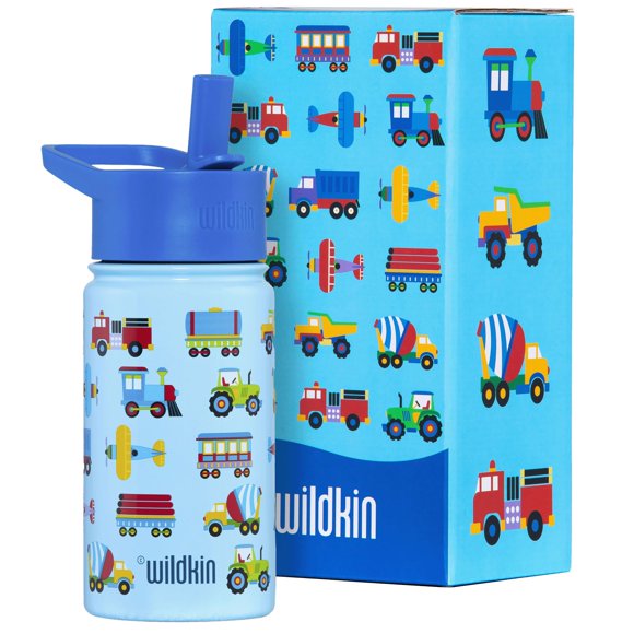 Botella de Agua Wildkin 400 ml Trenes, Aviones y Camiones