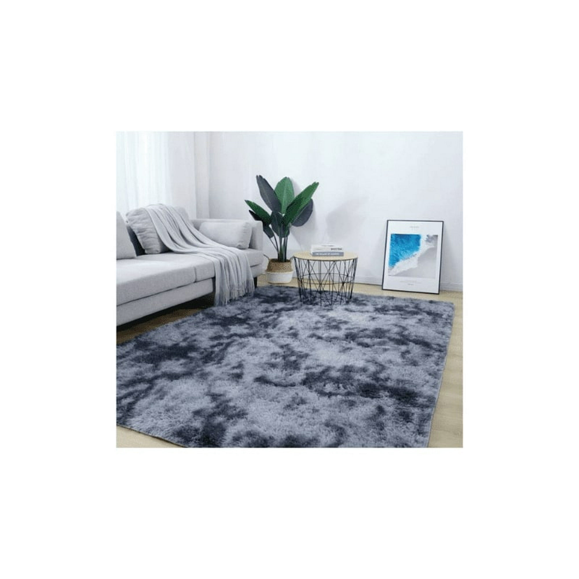 Genérico - Alfombra Peluda Jaspeado 1.8 X 2 Gris Oscuro