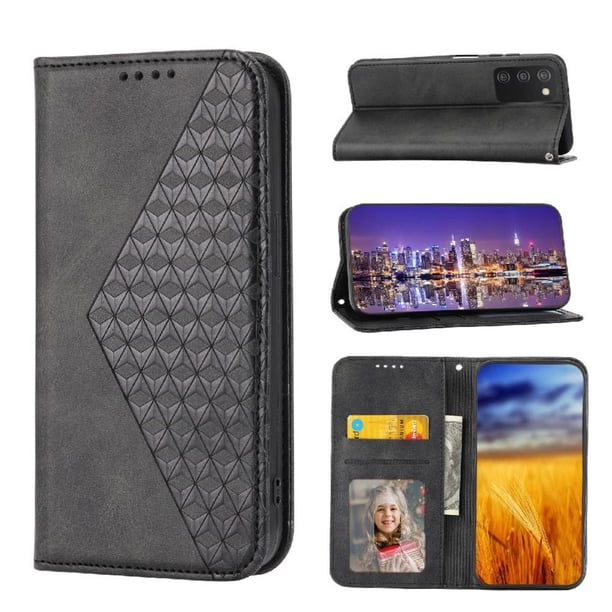 Funda Flip FOXDOCK para OPPO A57 2022 , Estilo Billetera con Diseño Rombo, Correa de Mano y Soporte, Uso Diario