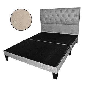 Mueblart - Base De Cama Con Respaldo A Piso 2 Plazas Beige Felpa