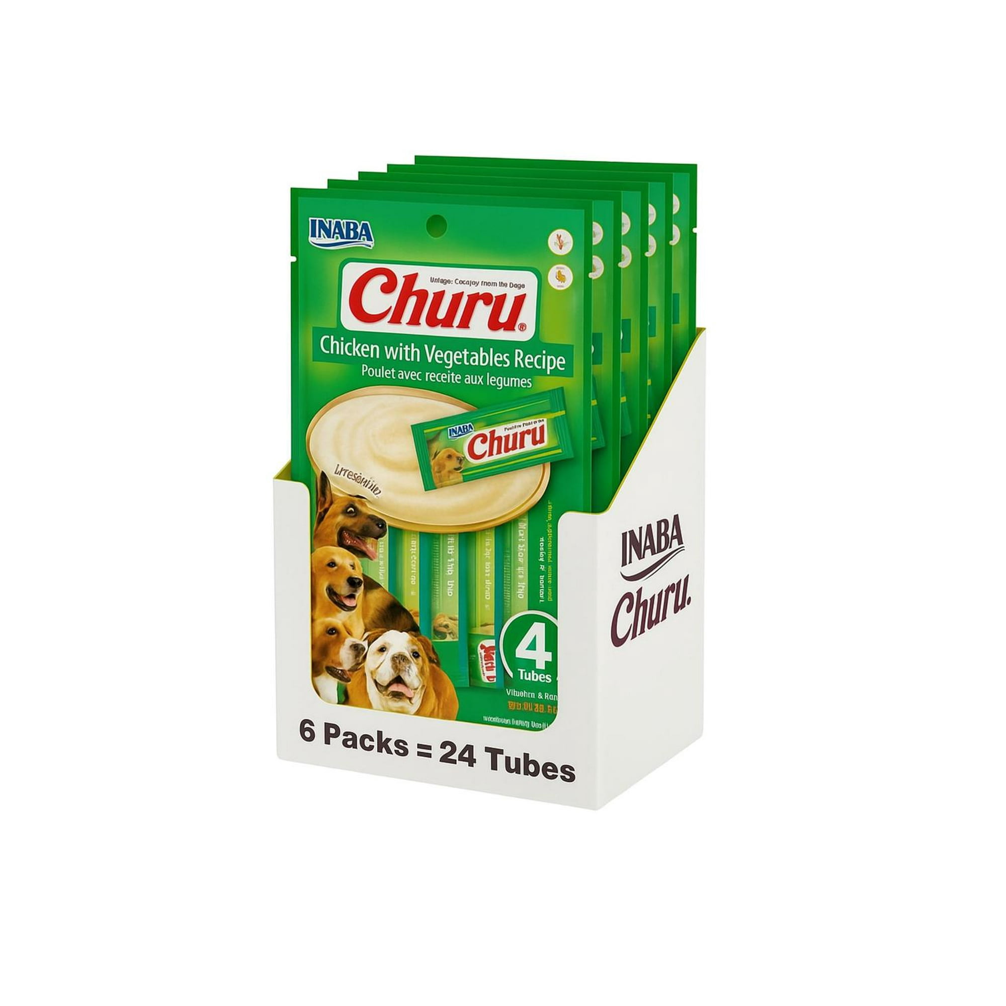 Inaba - Churu Dog Pollo Vegetal – 6 Packs De 4 Tubos 14 G