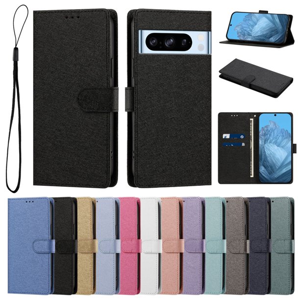 Funda Cartera de PU para Google Pixel 8 Pro con Tarjetas, Negro