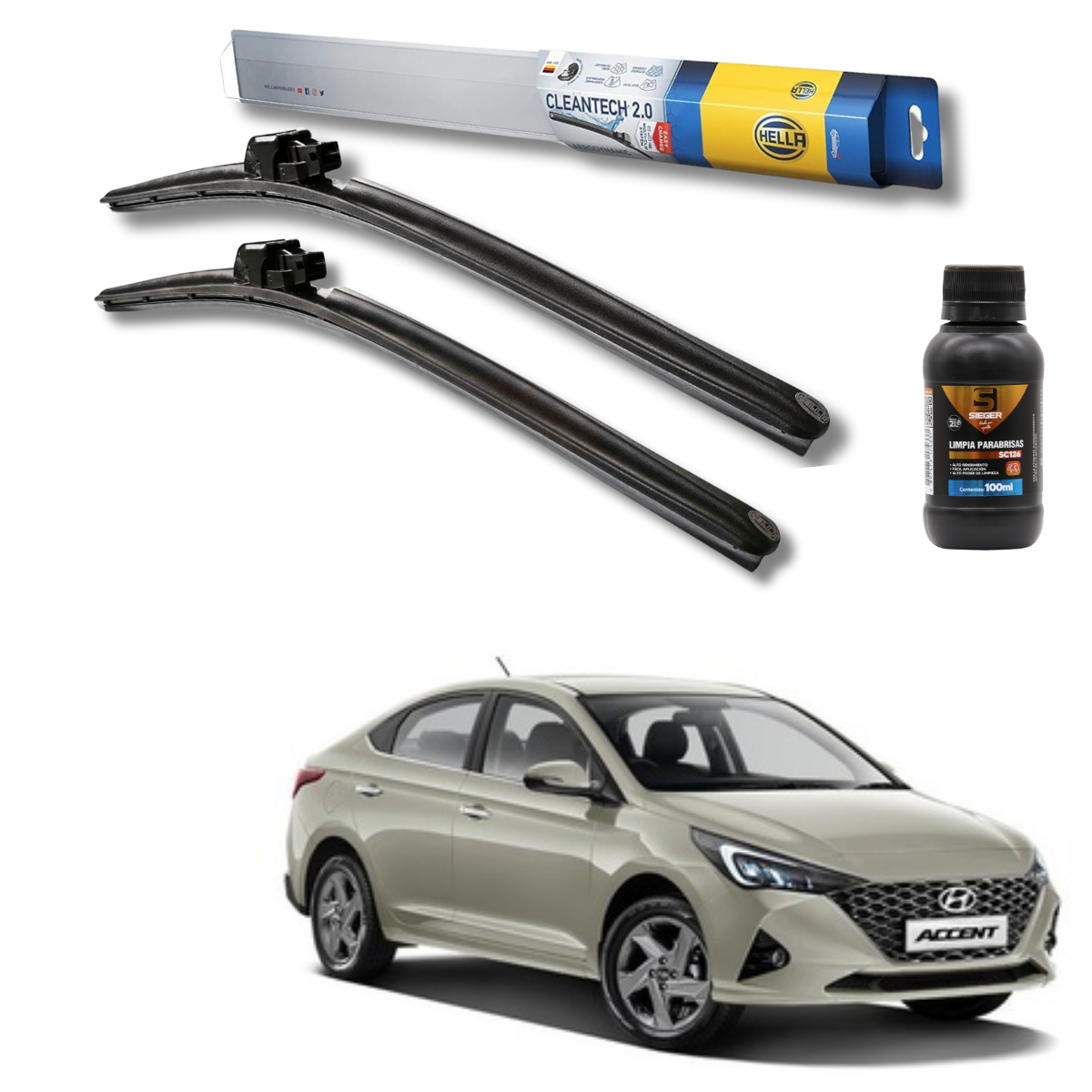 Plumillas Hella Cleantech Para Hyundai Accent 2021-2023