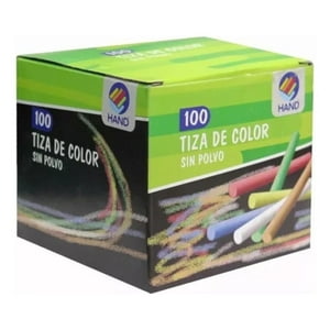 Caja Tiza De Colores 100 Unidades, Sin Polvo. Hand Multicolor