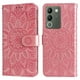 thumbnail image 4 of Funda tipo cartera FOXDOCK para Vivo Y200 5G , diseño girasol en relieve, cuero PU, cierre magnético, soporte y tarjetero, 4 of 5