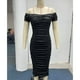 thumbnail image 5 of Vestido elegante de verano con hombros descubiertos y falda larga plisada con pliegues para mujer, color puro, para fiesta, 5 of 8