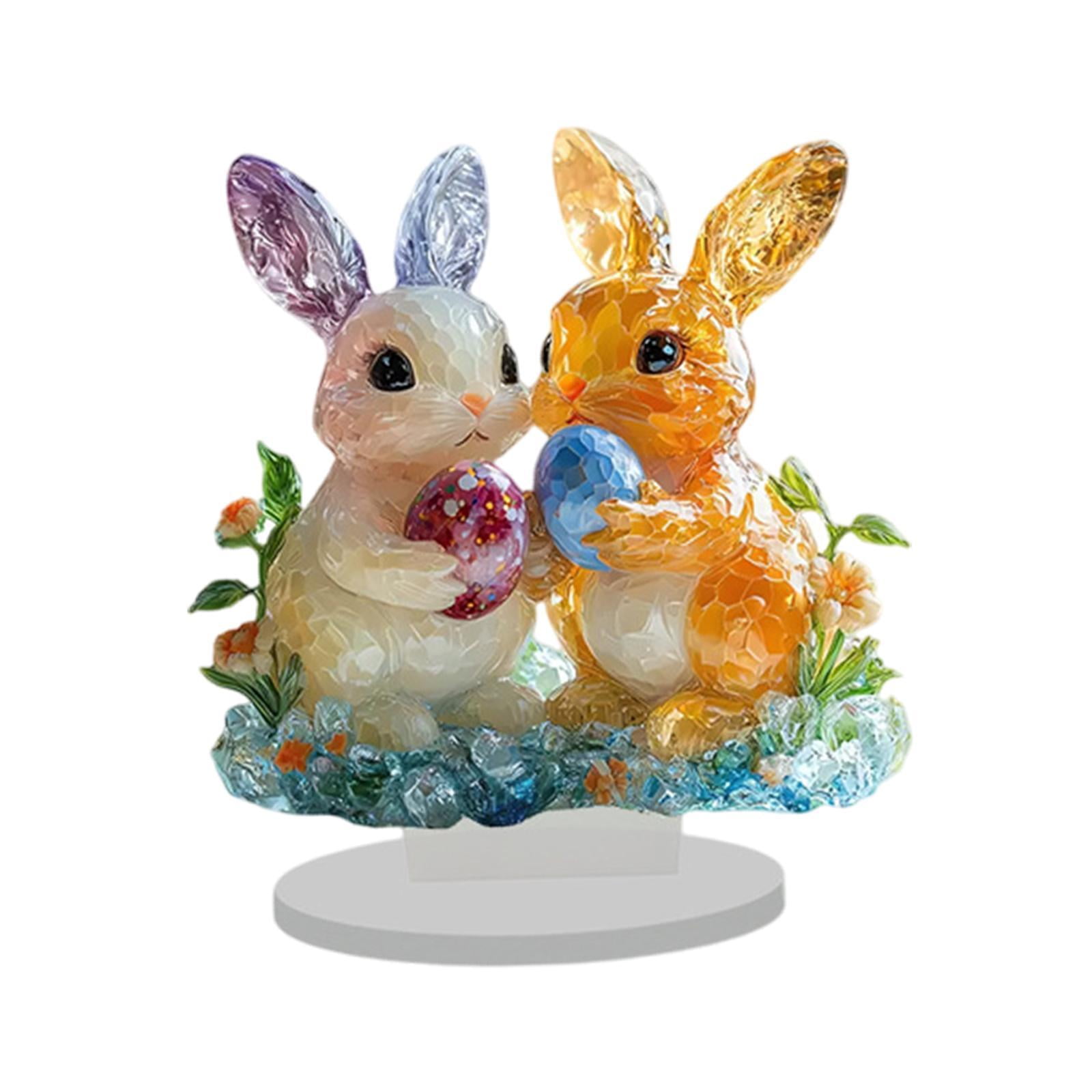 Magideal - Adorno De Mesa De Conejo De Pascua, Estatua De Conejo, Figura De Escritorio, Panel Acrílico, Figura Coleccionable Para Chimenea, Estantería Navideña