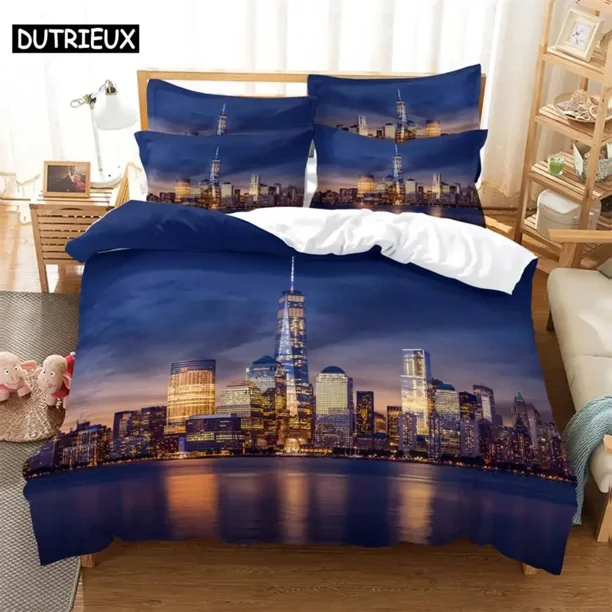 City night view Digital Bedding Sets Home Bedclothes Super Cover Pillowcase Comforter Textiles Bedding Set Bed Sheets