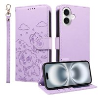 Funda Billetera Foxdock Compatible Con Iphone 16 Plus , Diseño Perrito Tierno, Ranuras Para Tarjetas Y Soporte Plegable