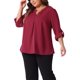 thumbnail image 4 of Agnes Orinda Blusa de Chifón para Mujer Talla Grande Cuello en V Mangas Largas Arremangadas Camisas con Pliegues en la Espalda Blusas Casuales Talla 3X Burdeos, 4 of 6