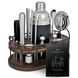 Kit De Bartender Home Hero Elegant 22 Piezas Con Soporte De Madera