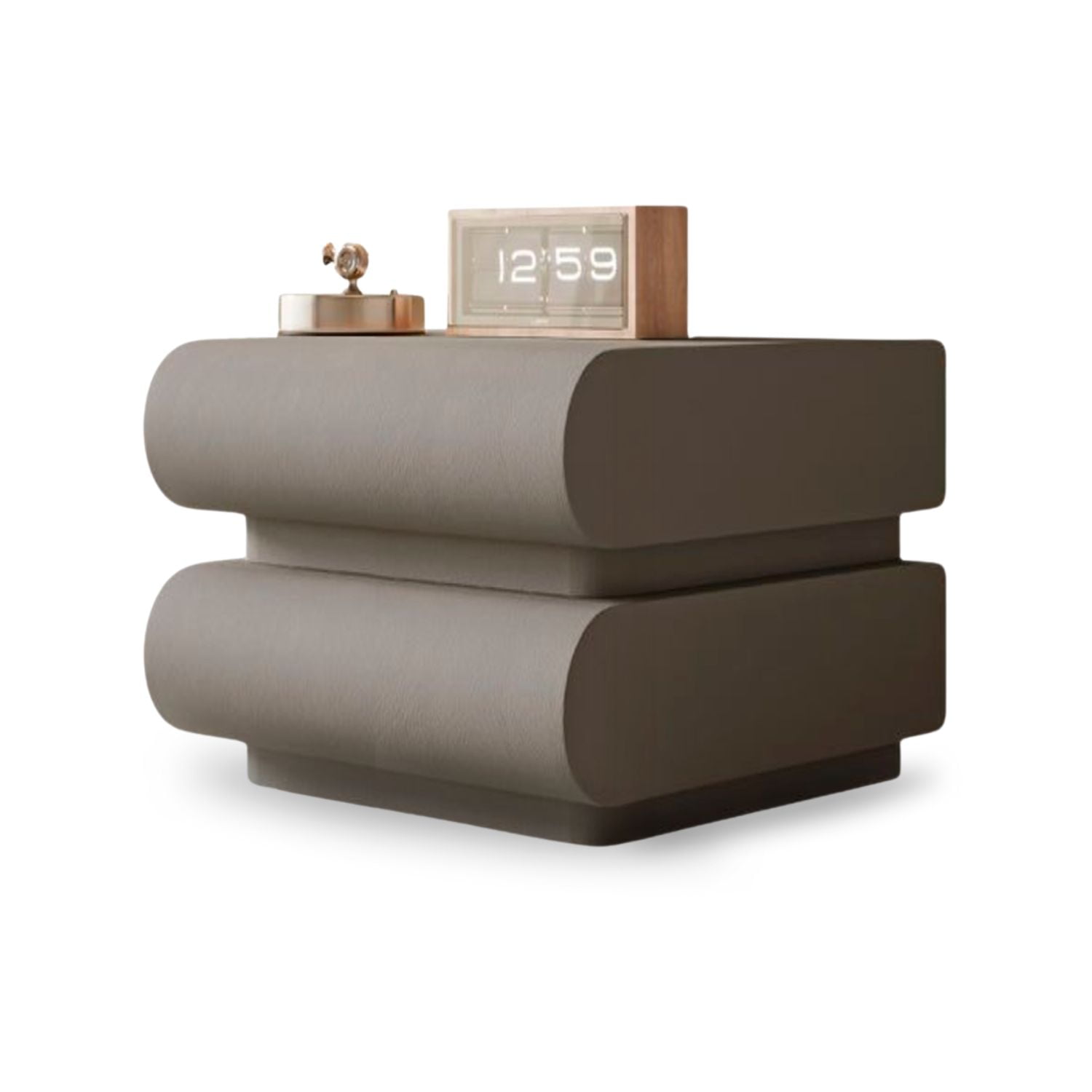 Santú Home & Deco - Velador Minimalista Gris Claro Doble Cajon