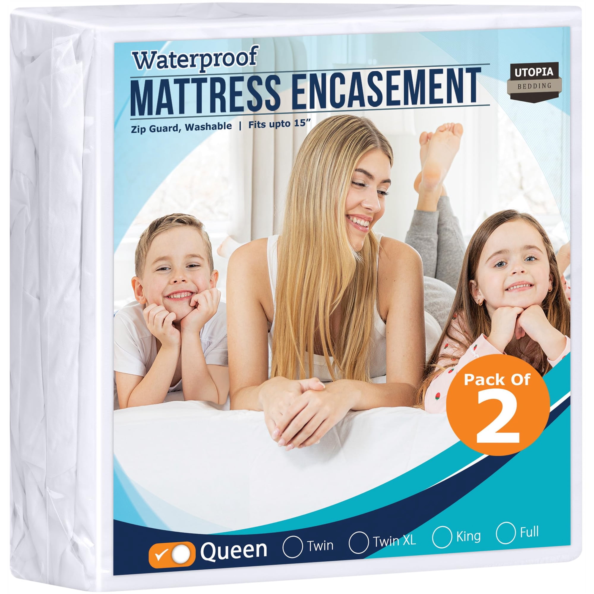 Utopia Bedding - Funda De Colchón Utopia, Impermeable, Paquete De 2 Unidades