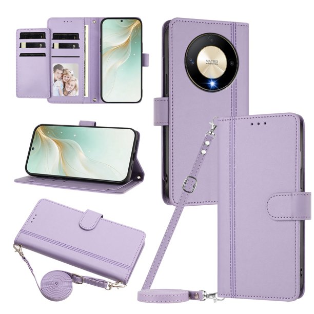 Honor X9B/Magic 6 Lite Funda Billetera con Cierre Magnético, Morado Claro