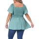thumbnail image 3 of Agnes Orinda Blusas de Verano para Mujer de Talla Grande Cuello Cuadrado Manga Corta Volante Dobladillo Casual Suelta Blusa 2X Verde, 3 of 6