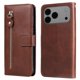 thumbnail image 5 of Funda tipo cartera para iPhone 17 Pro Max con bolsillo con cremallera y ranuras para tarjetas – Función de soporte Marrón, 5 of 5
