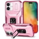 thumbnail image 1 of Funda Armada para iPhone 16 con Tapa Deslizante y Soporte Magnético Giratorio Rosa, 1 of 5