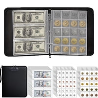 Xusx111 - Álbum De Colección De Monedas Para Coleccionistas Con Cerradura, Libro De Soporte De Monedas A Prueba De Fuego De 360 Bolsillos Y 36 Mangas De Fijación De Moneda De Papel, Organizador De Rec
