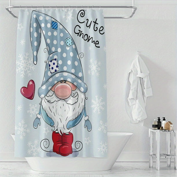 1pc Santa Claus Shower Curtain - Waterproof, Machine Washable, and Decorative Bathroom Accessory with Hooks