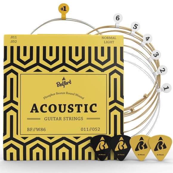 Juego de 6 cuerdas Belfort para guitarra acústica con accesorios
