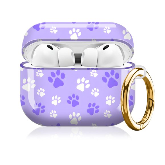 Funda para AirPod Pro 3 KLJFHWJI con diseño de patas de perro morado y llavero