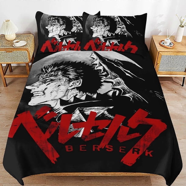 Funda nórdica de microfibra con estampado 3D de anime Berserk, ligera, de 3 piezas, para niños.