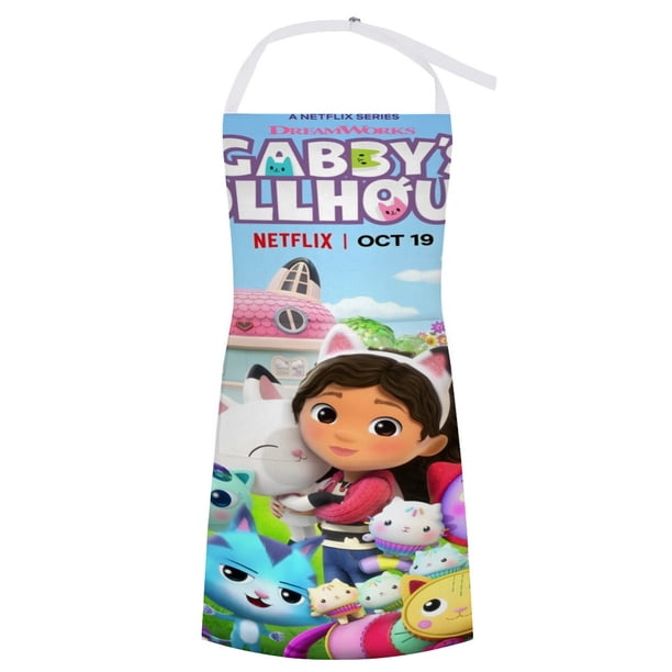 Casa de Muñecas de Gabby delantal temático para cocinar, esencial para el hogar, delantal de barbacoa/bufanda de cocina con bolsillos para hombres y mujeres, regalo para el hogar