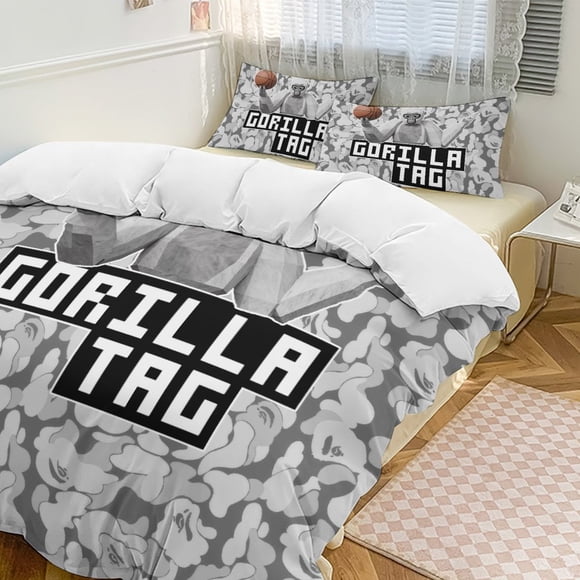 Grey Camo Gorilla Tag Comforter Set Soft 3 Pcs Twin Bedding Sets Thicken for All Season