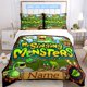 thumbnail image 1 of 3pcs Custom Name Cartoon My Singing Monster Game Design Theme Bedding Set Duvet Cover Closure Includes 1 Duvet Cover & 2 Pillowcases for All Seasons Bedroom Decor, 1 of 1