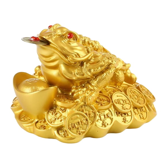 Decoración de sapo de dinero, estatua de rana de dinero de la del Feng Shui chino, decoración para el hogar y la oficina, regalo de buena suert Dorado