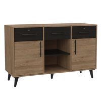Fmfurniture - Biffet 3 Cajones 2 Puertas Fm-001C Café Claro Y Plomo