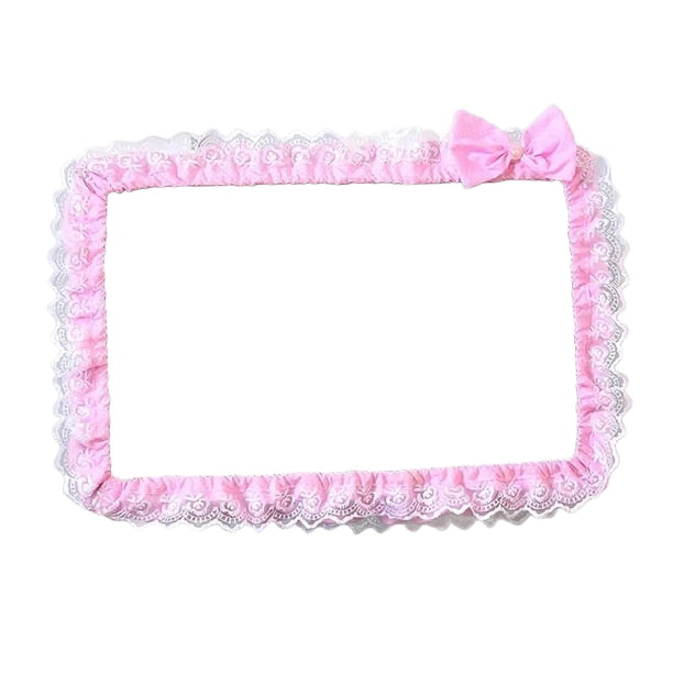 Marco De Pantalla De Computadora, Cubierta De Borde, Funda Protectora De Tela De Encaje Con Lazo De 23 A 26 Pulgadas, Color Rosa