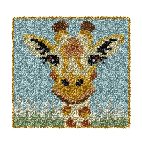 Kit de Alfombra de Gancho YP 30x30 cm Jirafa DIY