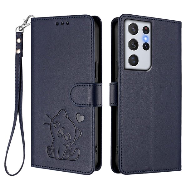 Carcasa Billetera de Cuero Sintético para Samsung Galaxy S21 Ultra, Azul