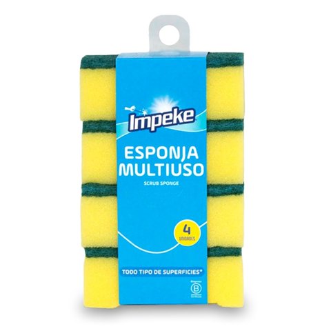 Impeke - Pack X 4 Esponja Multiuso Lisa 4 Unidades