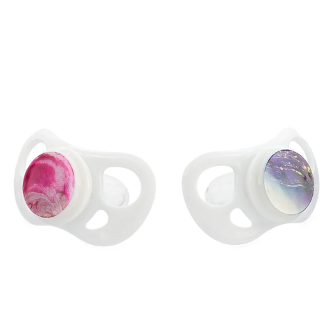 Chupetes Twistshake Mármol 0-6M 2 Uns - Rosado / Morado