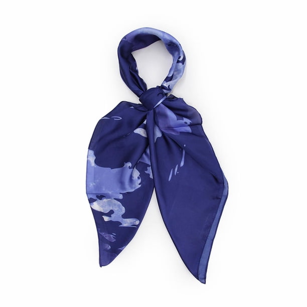 Pañuelo Mediano Tipo Seda De 90x90cm Estampado Abstracto azul Talla Única