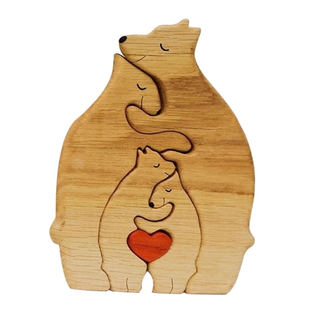 Familia De Osos Rompecabezas De Arte De Madera Escultura De Madera Para Regalo Para Navidad Familiar 4 Osos