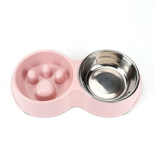 Genérico - Plato Comida Agua Mascotas Anti-Ansiedad Perro Gato Rosa