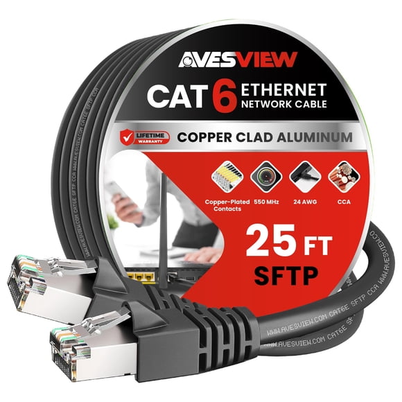 Cable Ethernet AvesView CAT6 SFTP blindado 7,6 m 10 Gbps