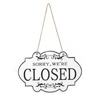 Ioensy - Letrero De Puerta Cerrada Abierta Letrero De Negocios Colgando Madera Para Tienda Pub Restaurante Blanco