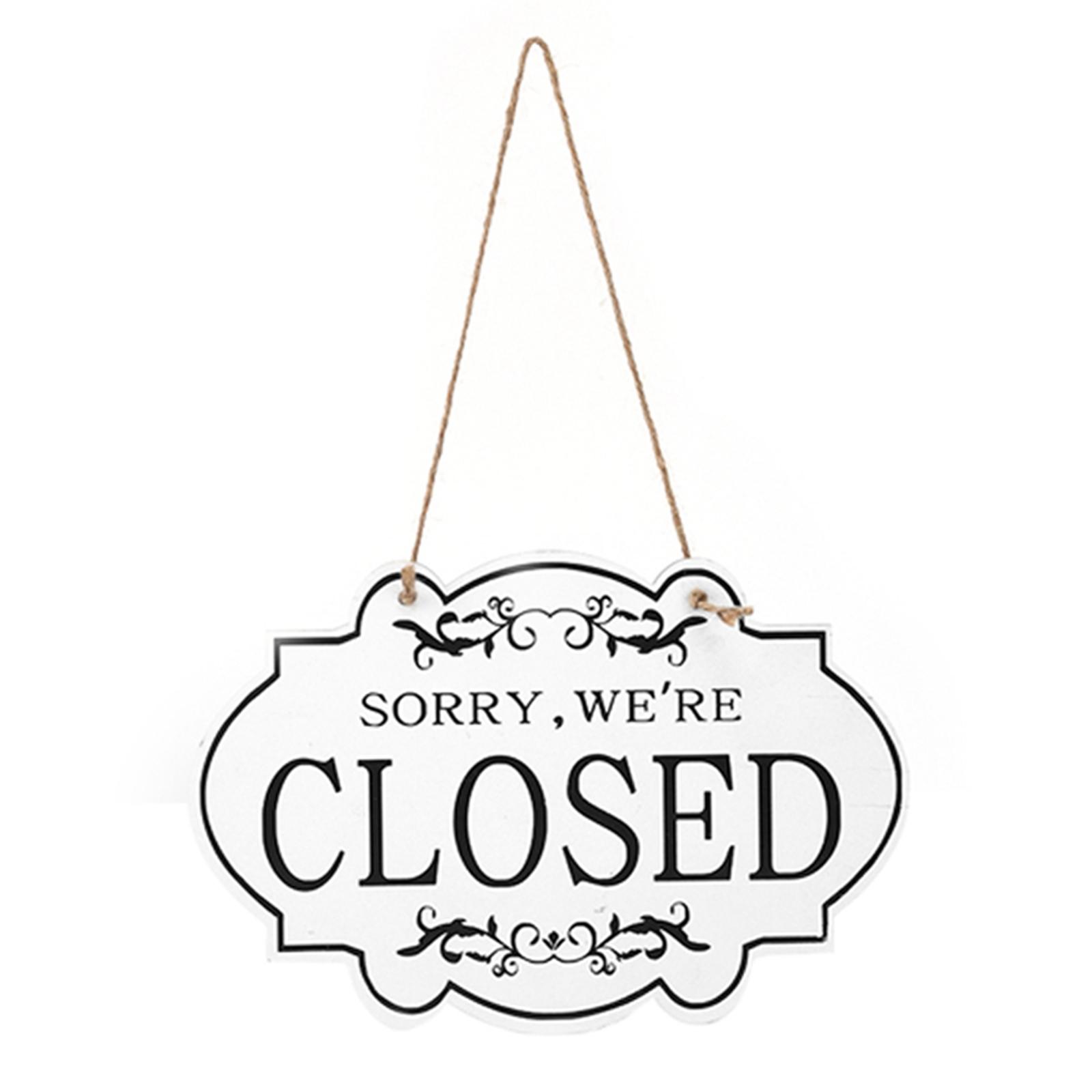 Ioensy - Letrero De Puerta Cerrada Abierta Letrero De Negocios Colgando Madera Para Tienda Pub Restaurante Blanco