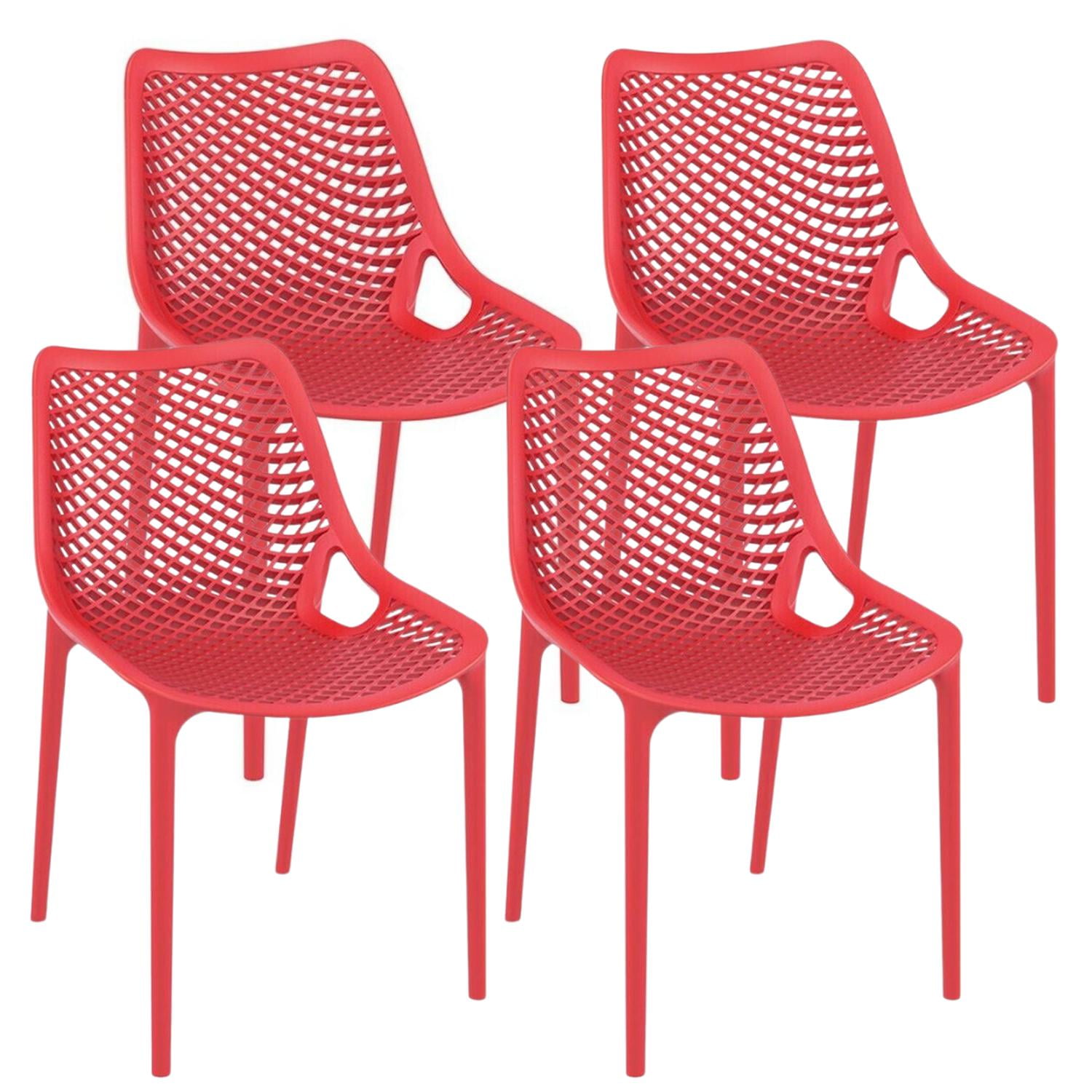 Pandalino - Pack 4 Sillas Bardo Rojas| Resistente Para Interior Y Exterior