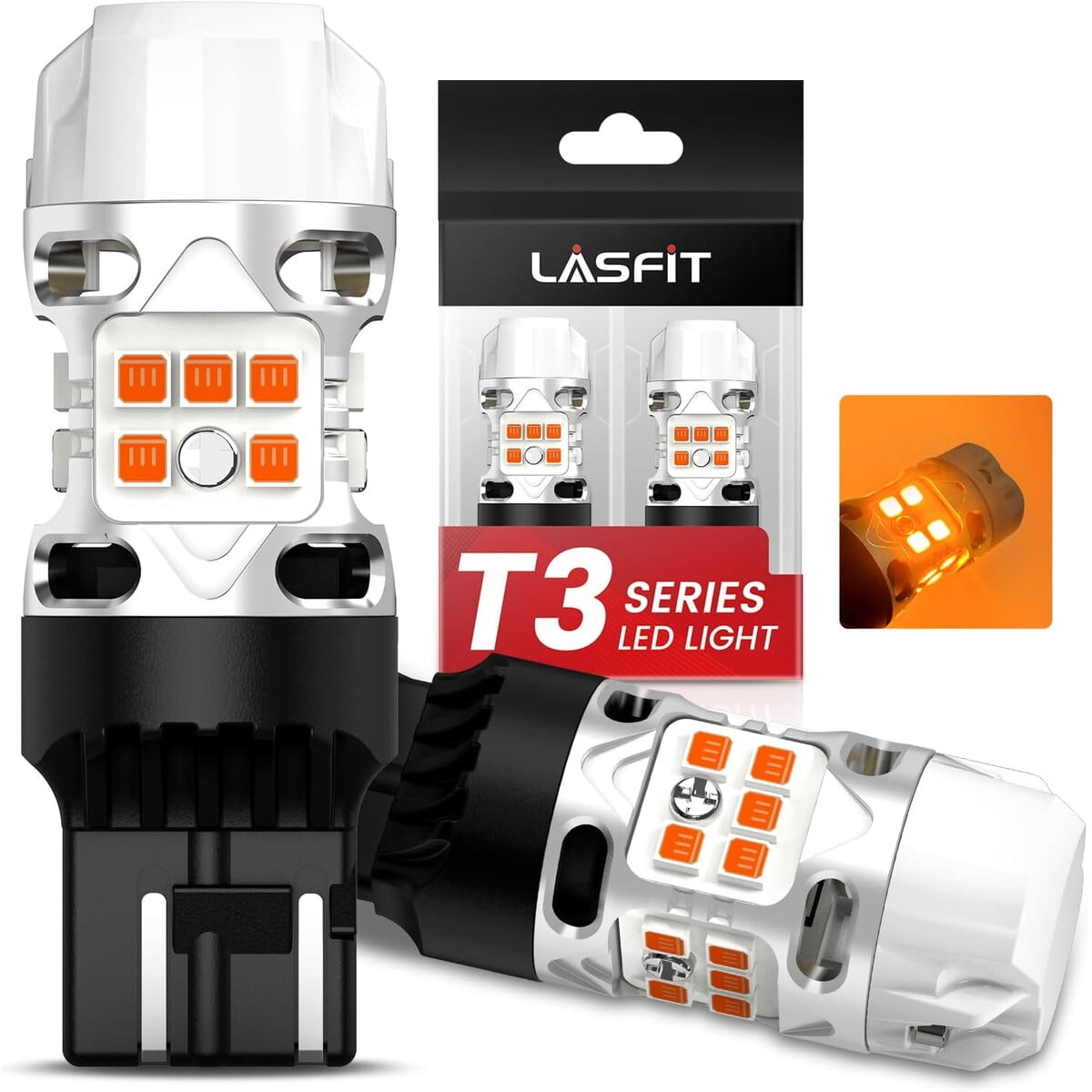 Ampolleta Led Lasfit 7440 Ámbar Canbus Anti Hyper Flash 7443