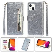 Foxdock - Funda Para Elegante Funda Iphone 14 Glitter Con Cremallera-Ideal Para El Uso Diario